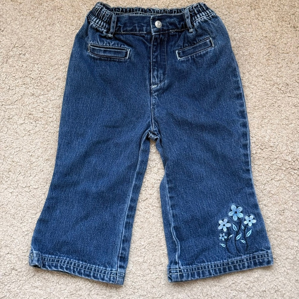 VTGThe Children's Place Toddler Girls Dark Wash Floral Embroidered Jeans 24M